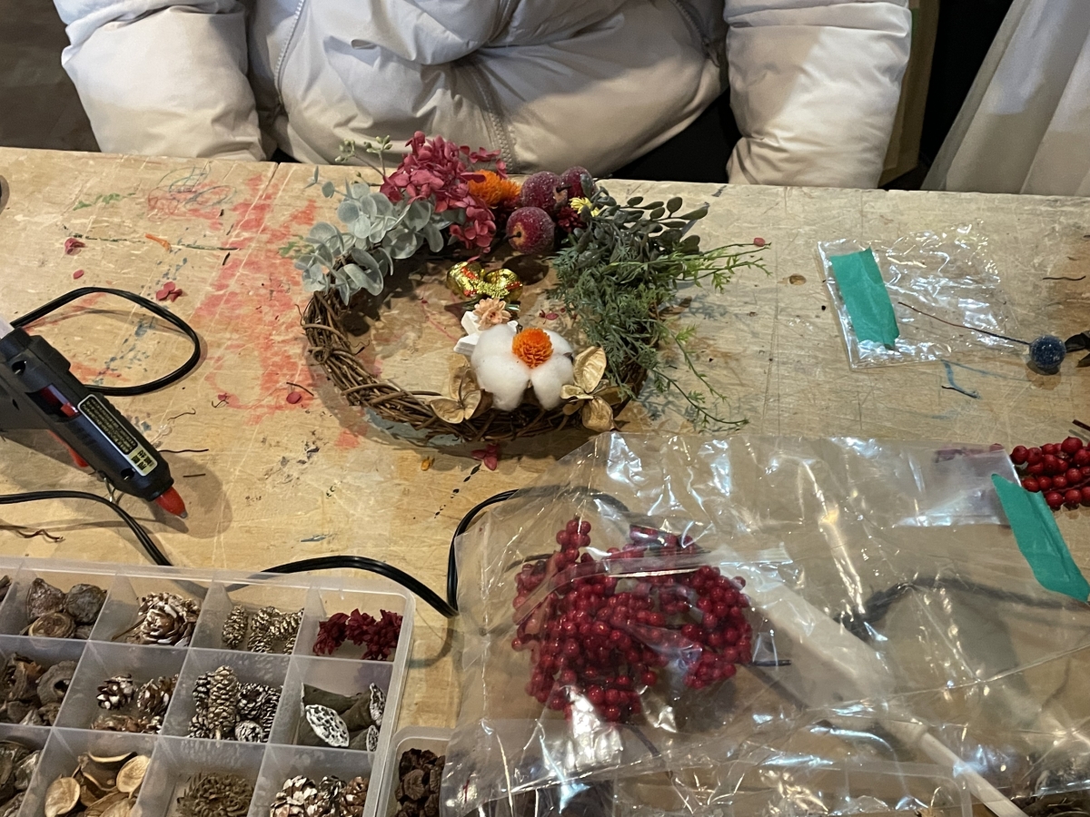クリスマスリースづくり　京都DIY体験　手づくり (1)